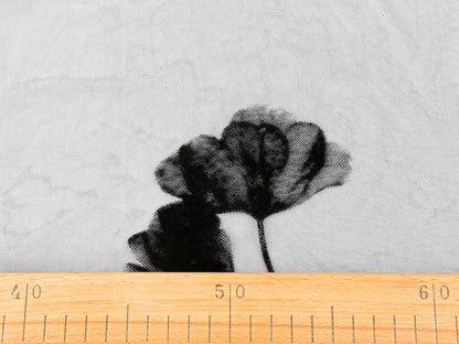 Image of embroidered tulle with ginkgo 29 g/m² – available at Charlotte’s Fabrics