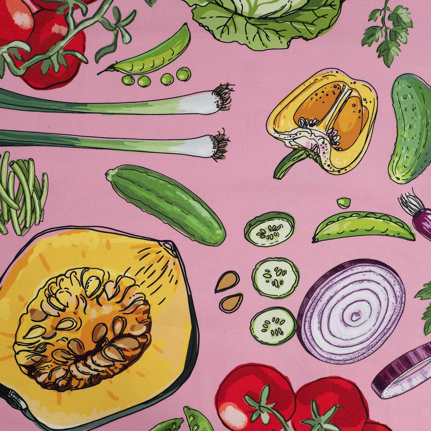 Image of canvas fabric - vegetables on pink 200 g/m² – available at Charlotte's Fabrics