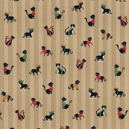 Canvas fabric cats in scarves – available online at Šarlotes audumi