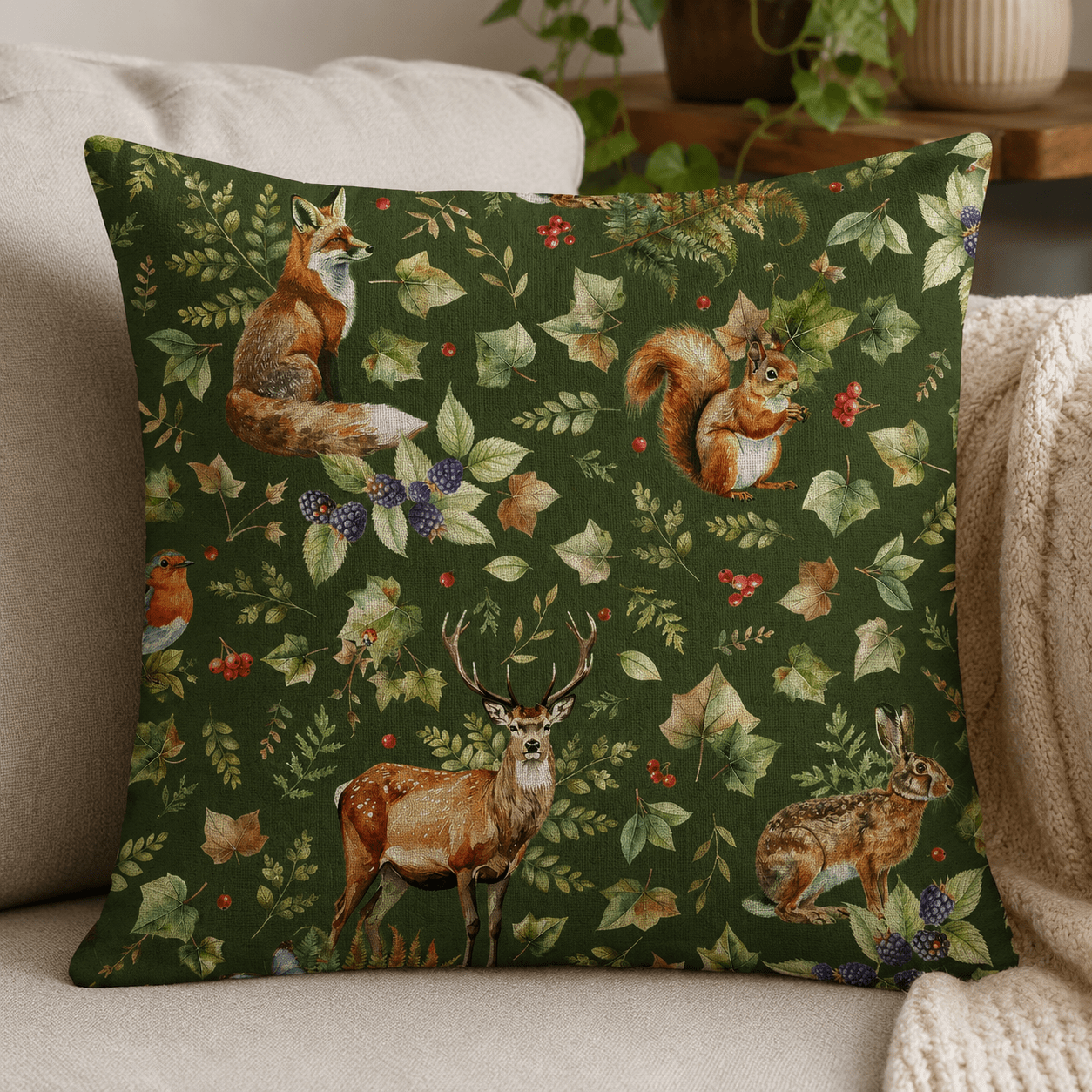 Attēls ar Kanvas audums - meža dzīvnieki 200 g/m² – pieejams Šarlotes audumi