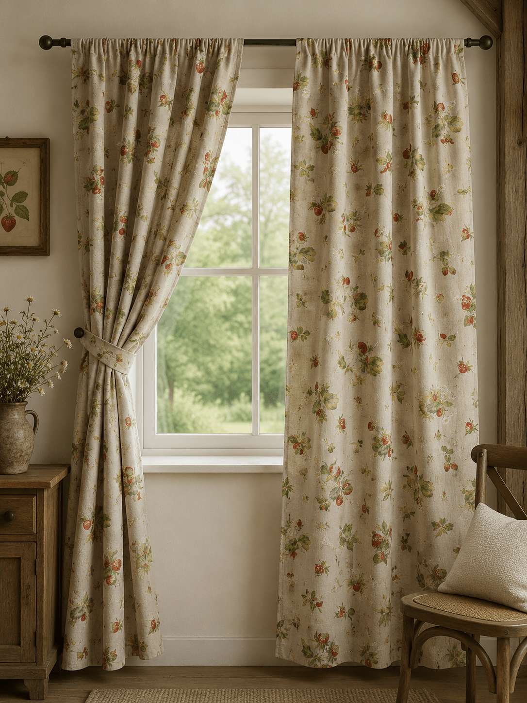 Image avec tissu canvas fraises des bois 200 g/m² – disponible chez Šarlotes audumi