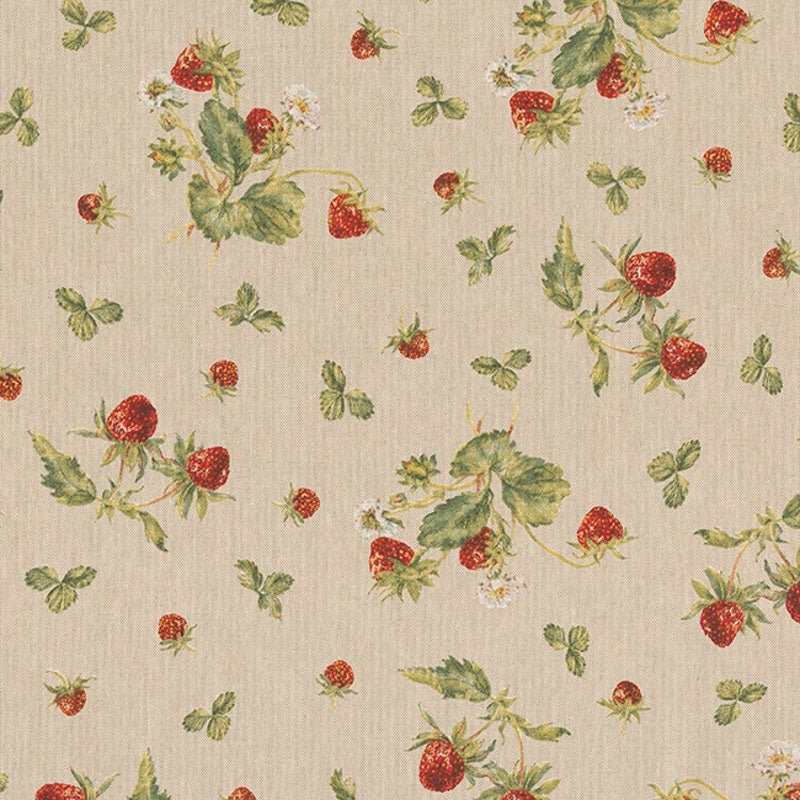 Image du tissu en toile fraises des bois 200 g/m² – disponible chez Šarlotes audumi
