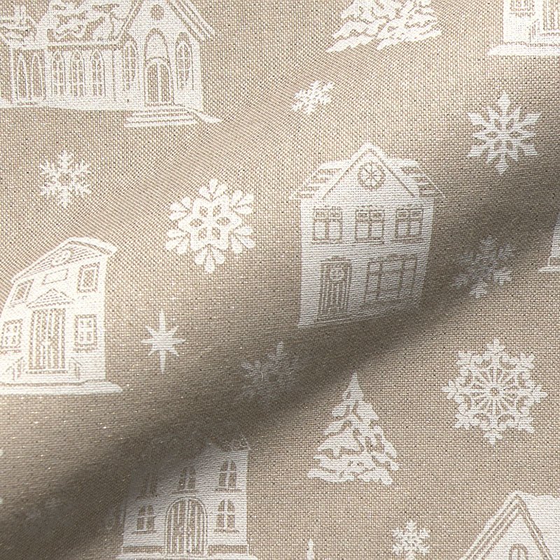 Image du tissu canvas-maison en hiver – disponible en ligne chez Tissus Charlotte