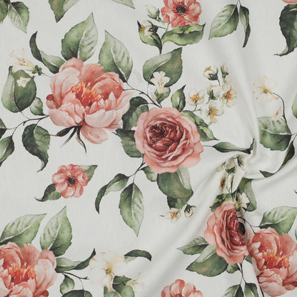 Toile canvas - roses sur fond blanc 225 g/m²