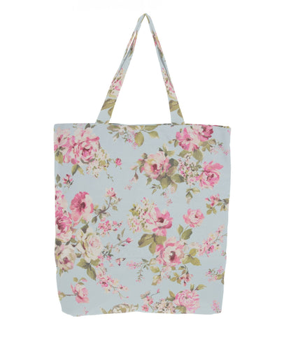 Canvas fabric - roses on a light blue background 200 g/m²