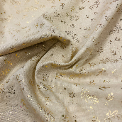 Image de toile canvas avec feuilles dorées sur fond clair, 175 g/m² – disponible chez Šarlotes audumi