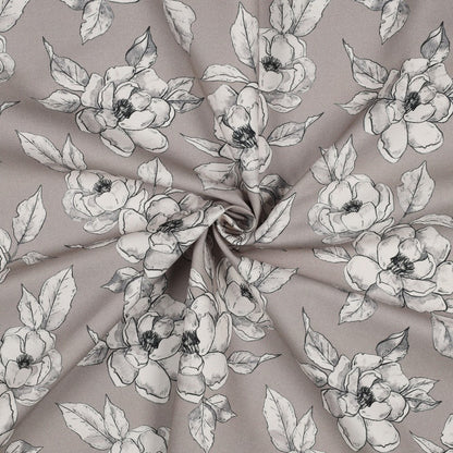Tissu canvas - fleurs sur fond gris 225 g/m²