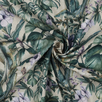Tissu canvas - fleurs bleues tropicales 225 g/m²