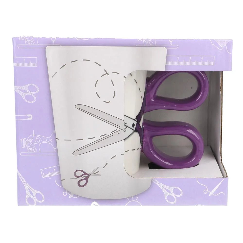 Image with ceramic mug “Sew Tasty” with scissors | 500 ml – available at Charlotte's fabrics