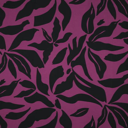Image of dress fabric with elastane - multicolored pattern on a purple background 80 g/m² – available at Šarlotes audumi