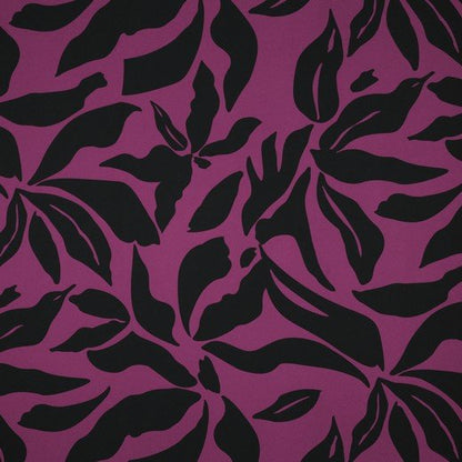 Image of dress fabric with elastane - multicolored pattern on a purple background 80 g/m² – available at Šarlotes audumi