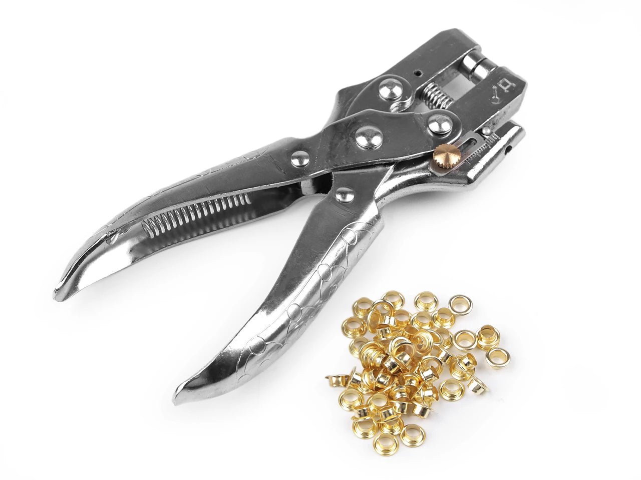 Image de pinces à riveter pour œillets, anneaux Ø5 mm – disponible chez Šarlotes audumi