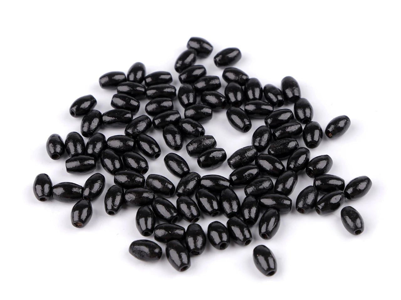 Image of wooden beads 5×8 mm (olive shape) 20 g – available at Šarlotes audumi