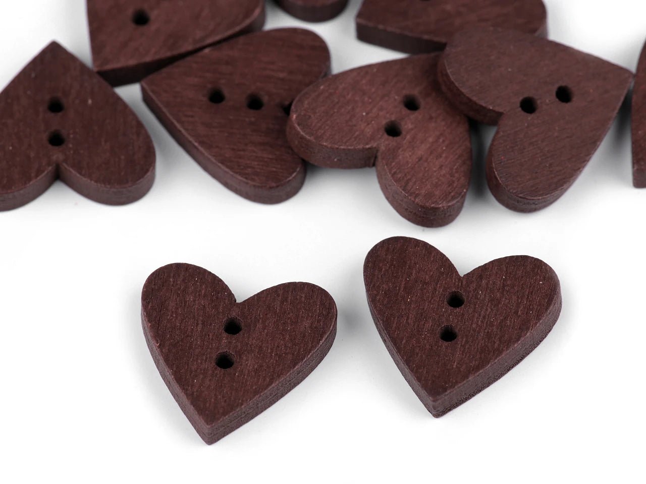 Image with Wooden buttons 18 x 19 mm - heart | assorted shades – available at Šarlotes audumi