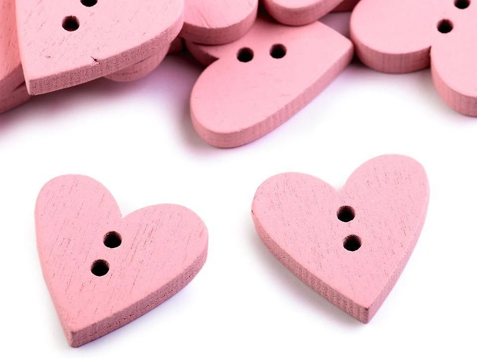 Image of wooden buttons 18 x 19 mm - heart | various shades – available at Charlotte’s Fabrics
