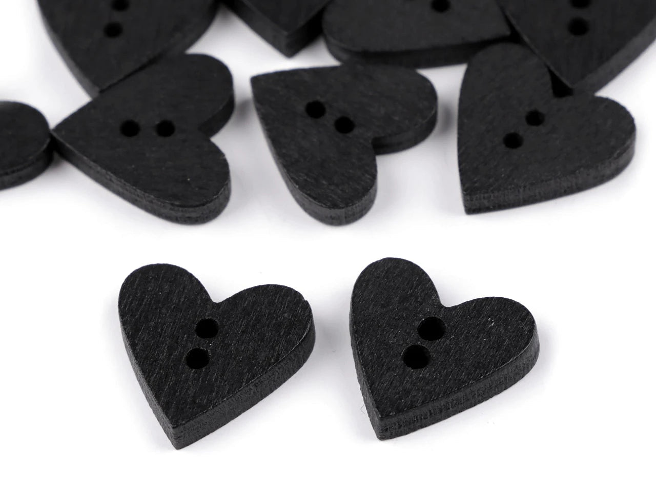 Image of wooden buttons 18 x 19 mm - heart| assorted shades – available at Šarlotes audumi
