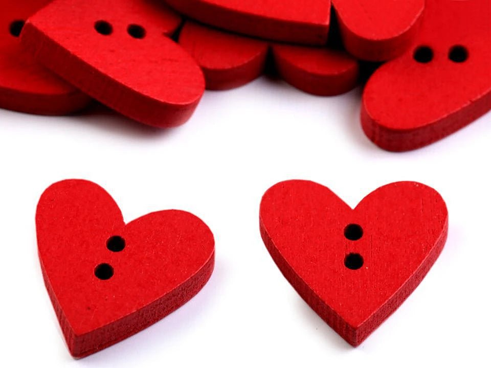 Image of wooden buttons 18 x 19 mm - heart | assorted shades – available at Šarlotes audumi