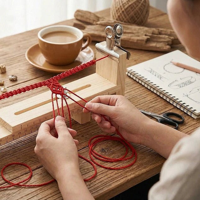 alt
Image with wooden loom for weaving bracelets – available at Charlotte's fabrics