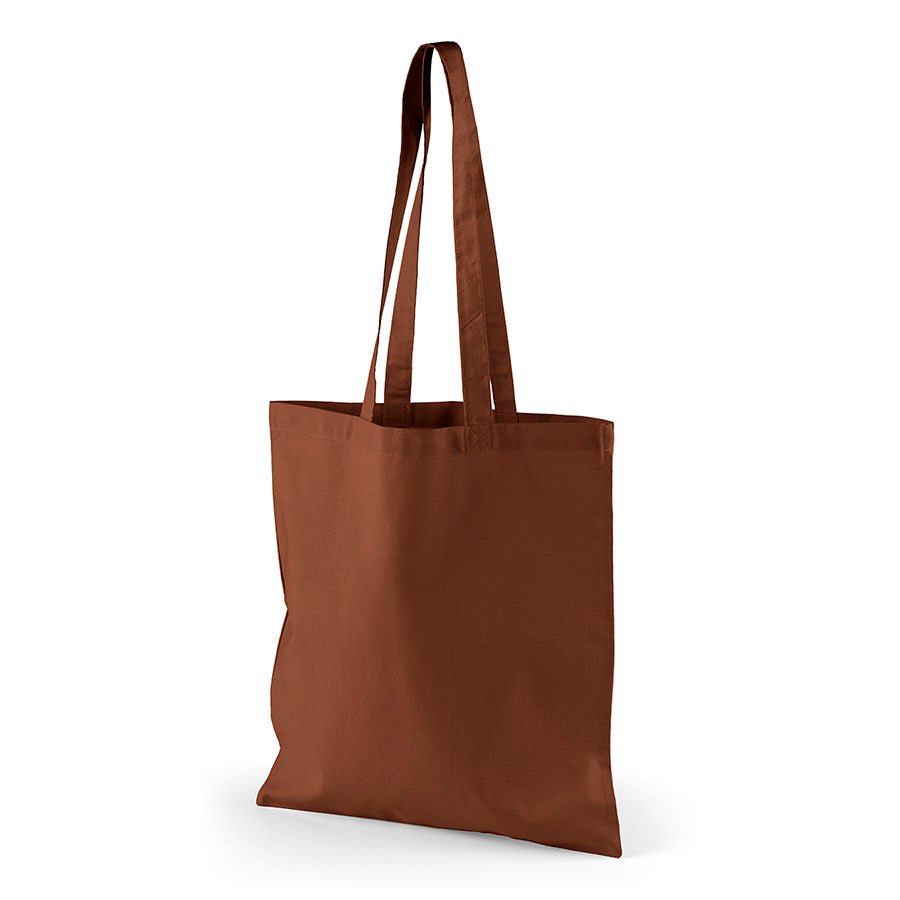 Image of a cotton fabric bag with long handles 38 x 42 cm 140 g/m² - brown – available at Charlotte’s Fabrics