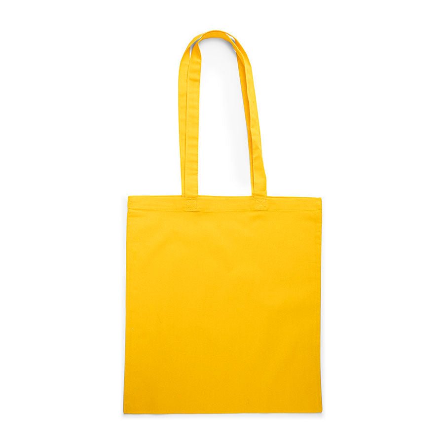 Image of a cotton fabric bag with long handles 38 x 42 cm 140 g/m² - yellow – available at Šarlotes audumi