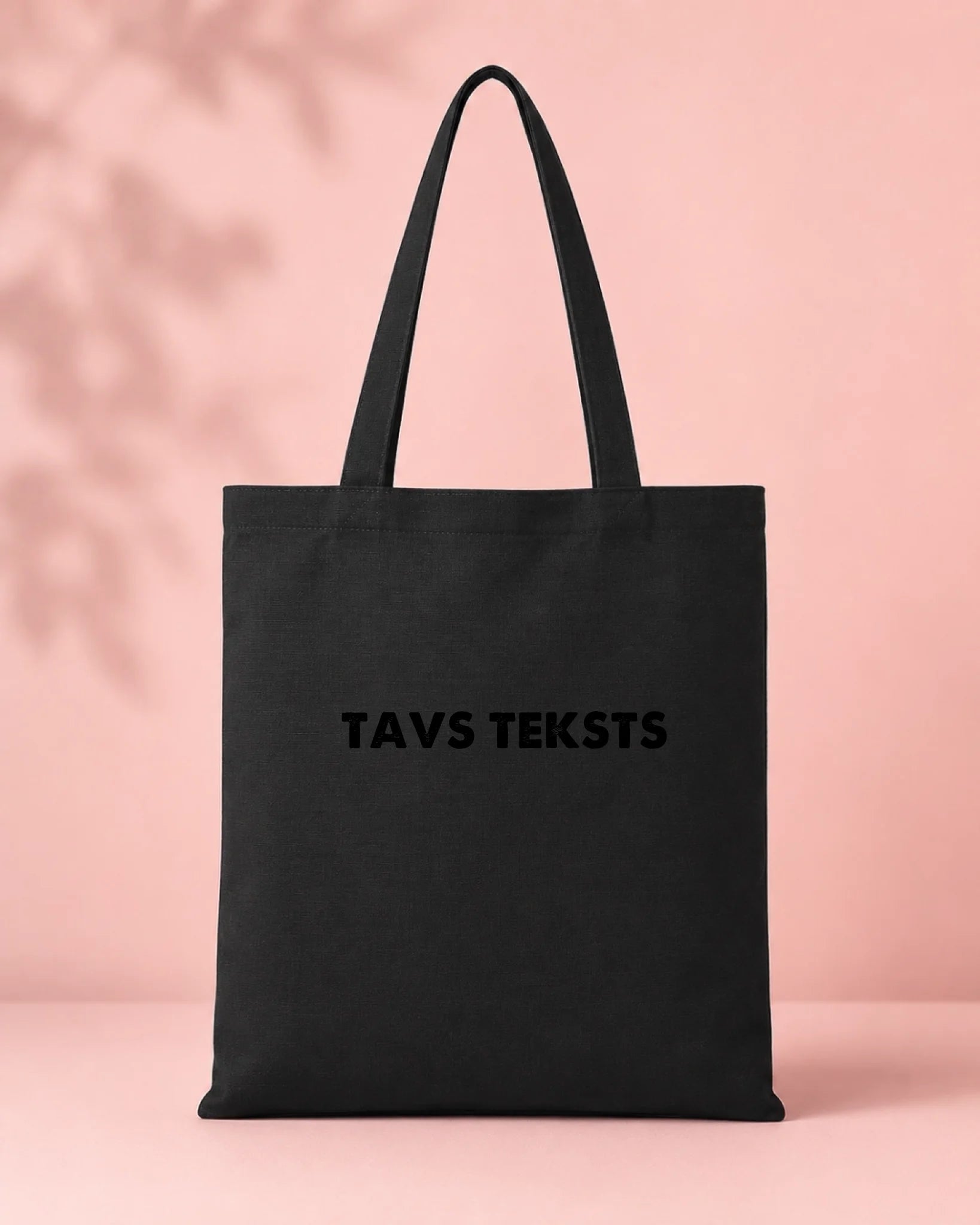 Attēls ar Kokvilnas auduma melns maisiņš ar Tavu tekstu – pieejams internetā Šarlotes audumi