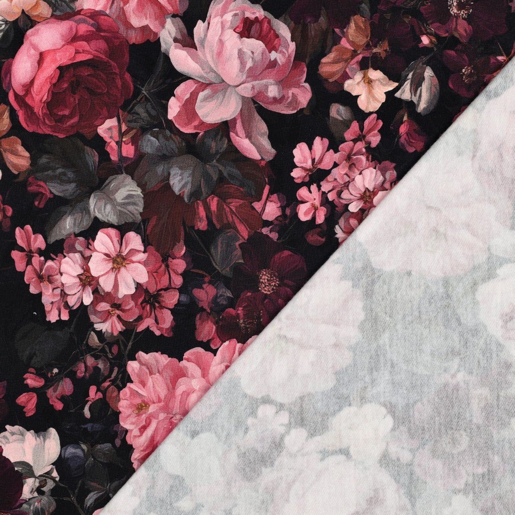 Image de maille bouclette en coton avec isolation - pivoines 250 g/m² – disponible chez Šarlotes audumi