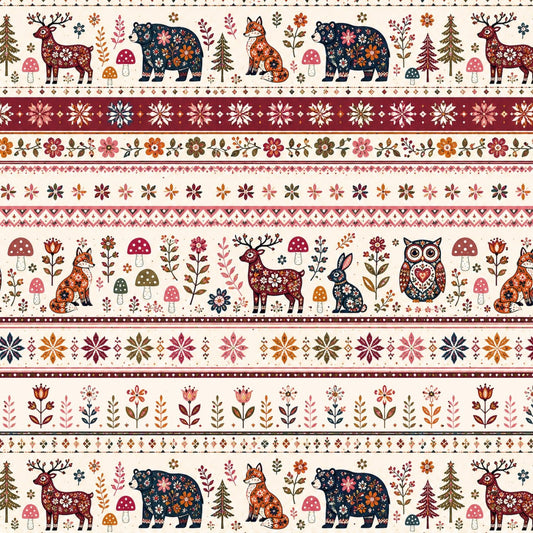 Image of cotton loopback knit with insulation - Scandinavian forest fairy tale – available online at Charlotte Fabrics
