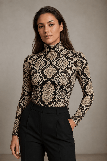 Cotton loopback knit-snakeskin fabric, available online at Šarlotes audumi