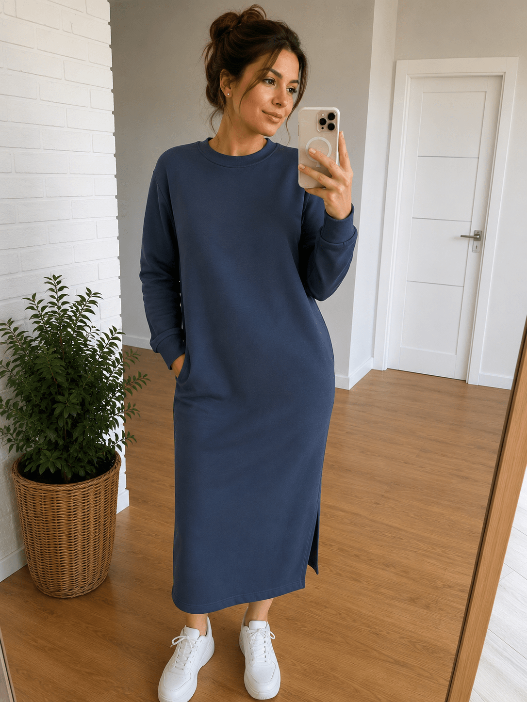 Image avec tissu en maille bouclette en coton, denim bleu 230 g/m² – disponible en ligne chez Šarlotes audumi