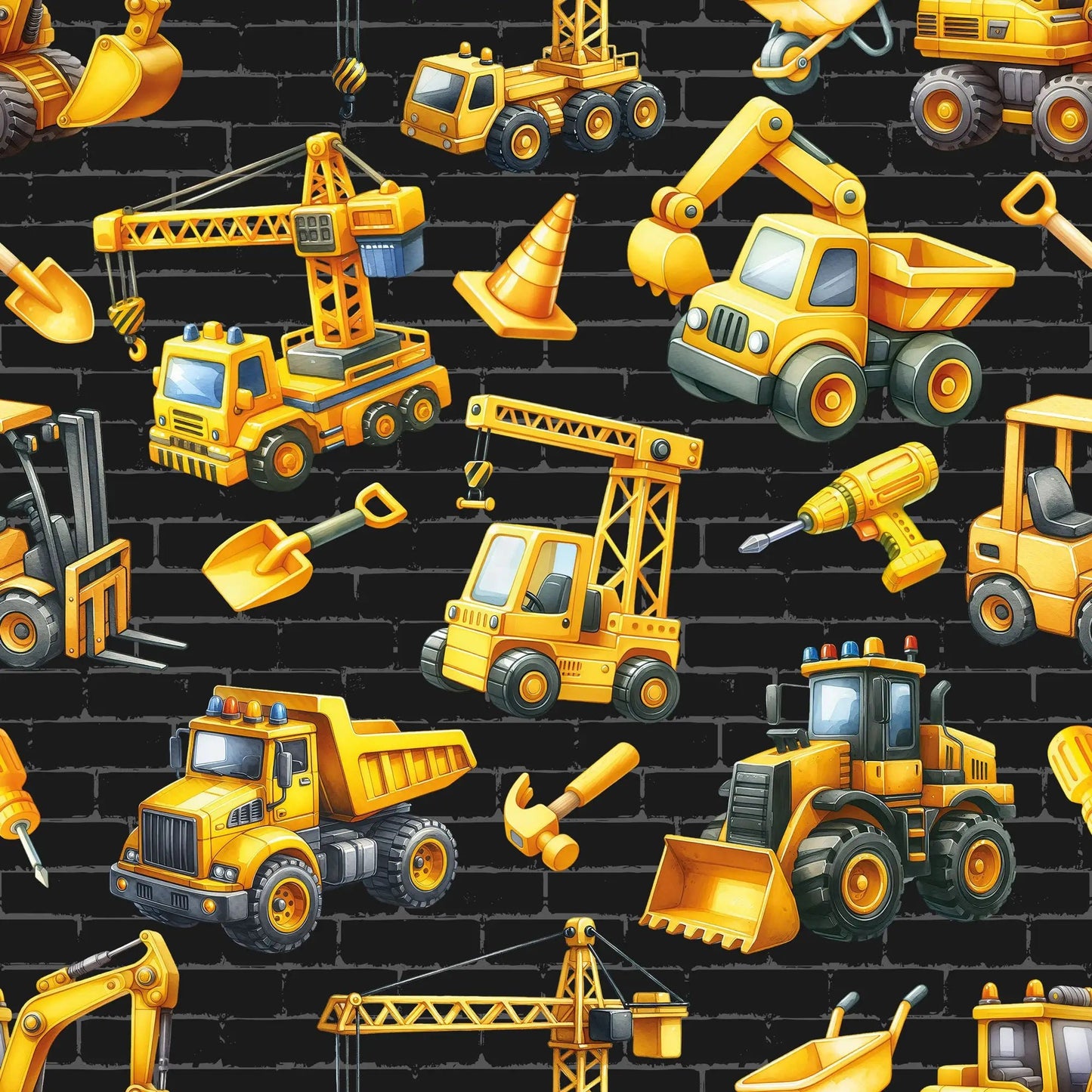 alt
Image of cotton loopback knit fabric - excavators, cranes and tractors on a black background 230 g/m² – available at Šarlotes audumi