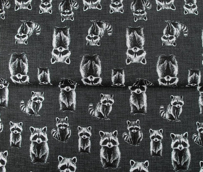 Image with Cotton loopback knit - raccoons 265 g/m² – available at Šarlotes audumi