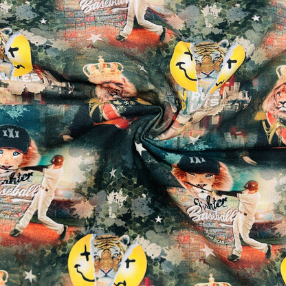 Cotton loopback knit fabric - lions 250 g/m²