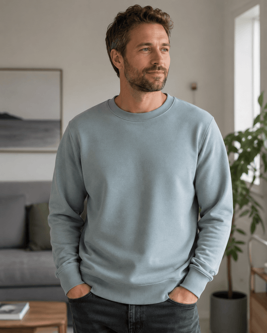 Image of cotton loopback jersey in soft eucalyptus, 230 g/m² – available online at Šarlotes audumi
