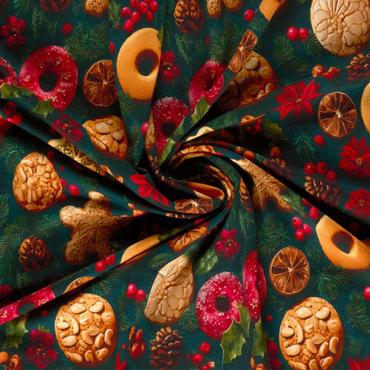 Image de tissu en coton molletonné à boucles, senteur de Noël 250 g/m² – disponible en ligne chez Šarlotes audumi