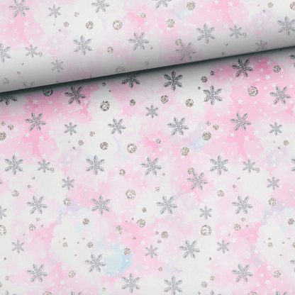 Cotton loopback knit - snowflakes 250 g/m²