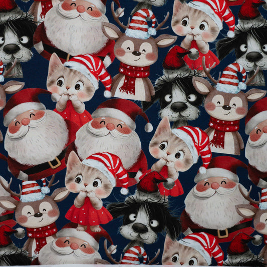 Image of cotton loopback jersey – Holiday Friends, available online at Šarlotes audumi
