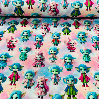 Maille bouclette en coton - filles trolls 250 g/m²