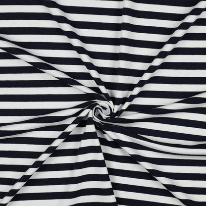 Cotton loopback knit - dark blue stripes 190 g/m²