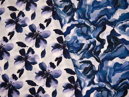 Image of cotton French terry - Blue Wave Dance 245 g/m² – available at Šarlotes audumi