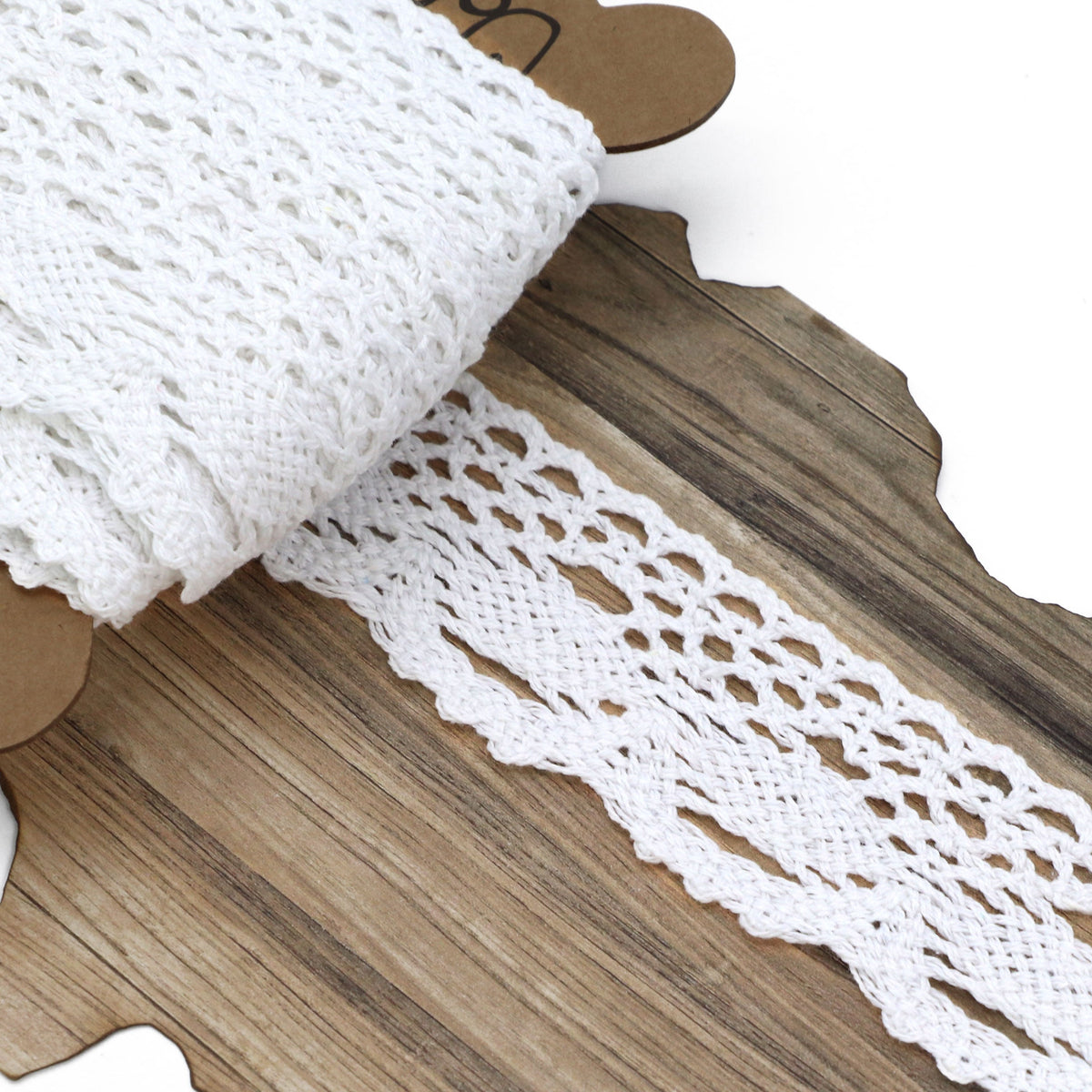Image of cotton lace ribbon, white – 3.5 cm – available online at Šarlotes audumi