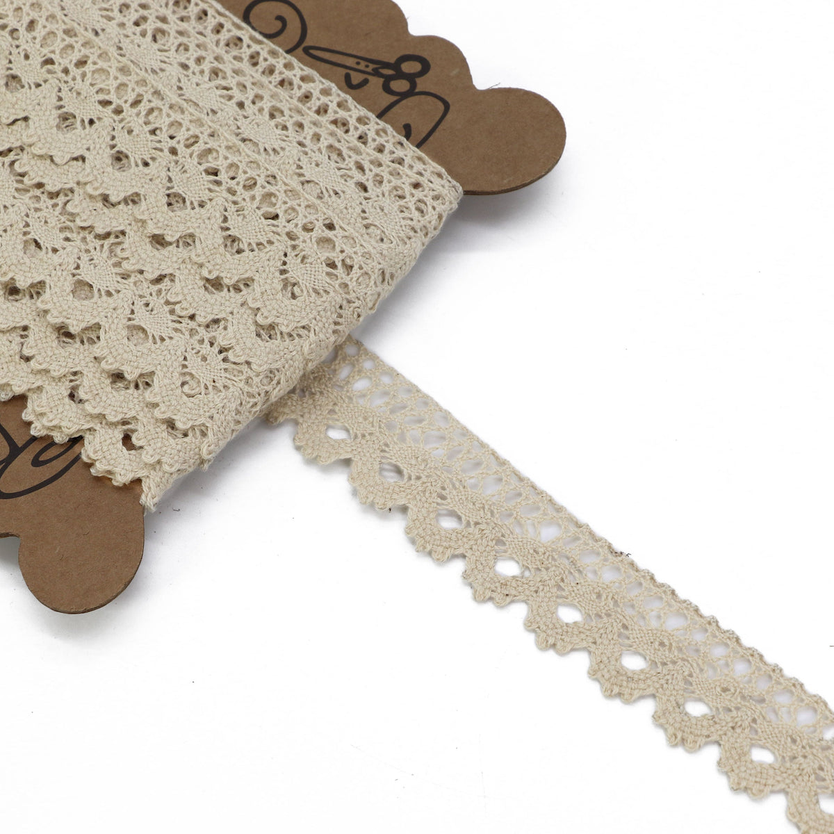 Image of cotton lace ribbon, beige – 2.2 cm – available online at Charlotte's Fabrics