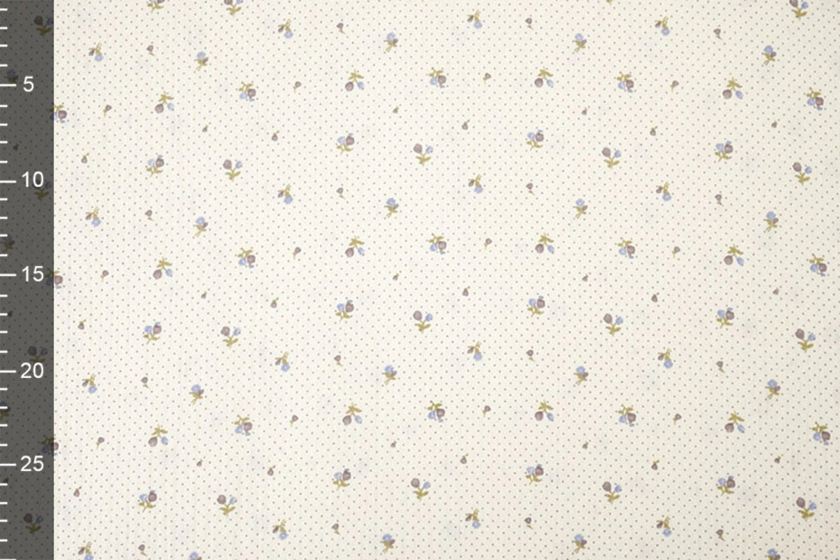 Cotton muslin with tiny flowers and dots - available online at Charlotte Fabrics