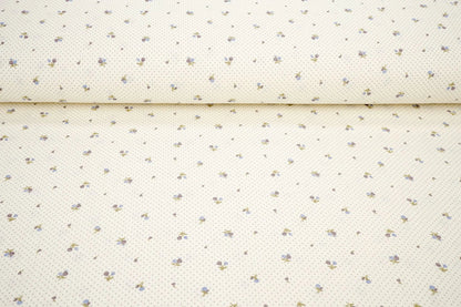 Cotton muslin with tiny flowers and dots - available online at Charlotte Fabrics