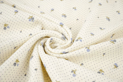 Cotton muslin with tiny flowers and dots - available online at Charlotte Fabrics