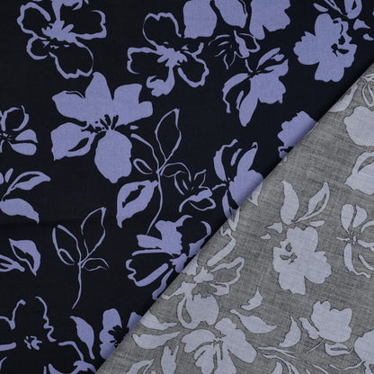 Image of cotton satin fabric with floral pattern 115 g/m² – available at Šarlotes audumi