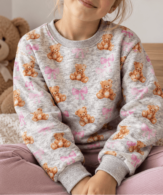 Image of cotton-lined knitwear | Alpen fleece headbands with teddy bears – available online at Šarlotes audumi