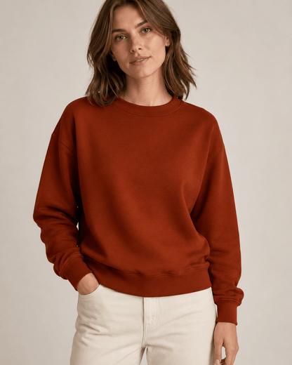 Image of terracotta cotton-lined knit fabric – available online at Šarlotes audumi
