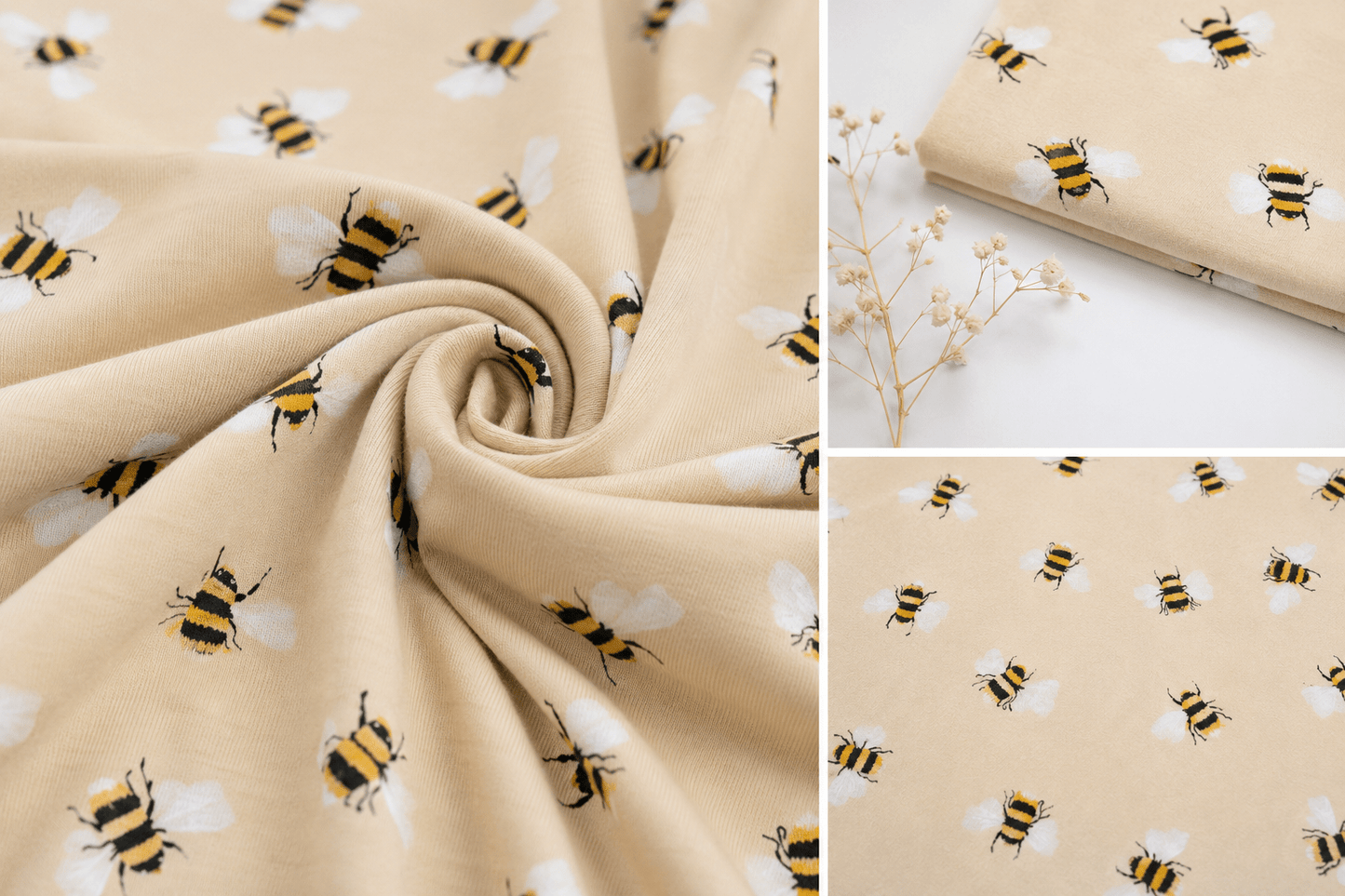 Image of Cotton jersey - bees 200 g/m² – available at Šarlotes audumi