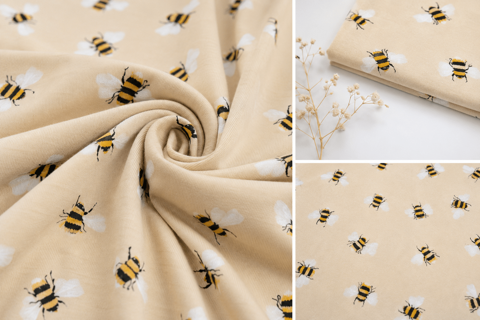 Image of Cotton jersey - bees 200 g/m² – available at Šarlotes audumi