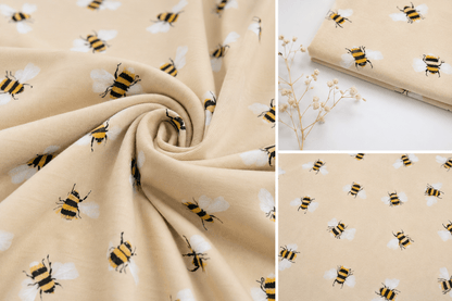 Image of Cotton jersey - bees 200 g/m² – available at Šarlotes audumi